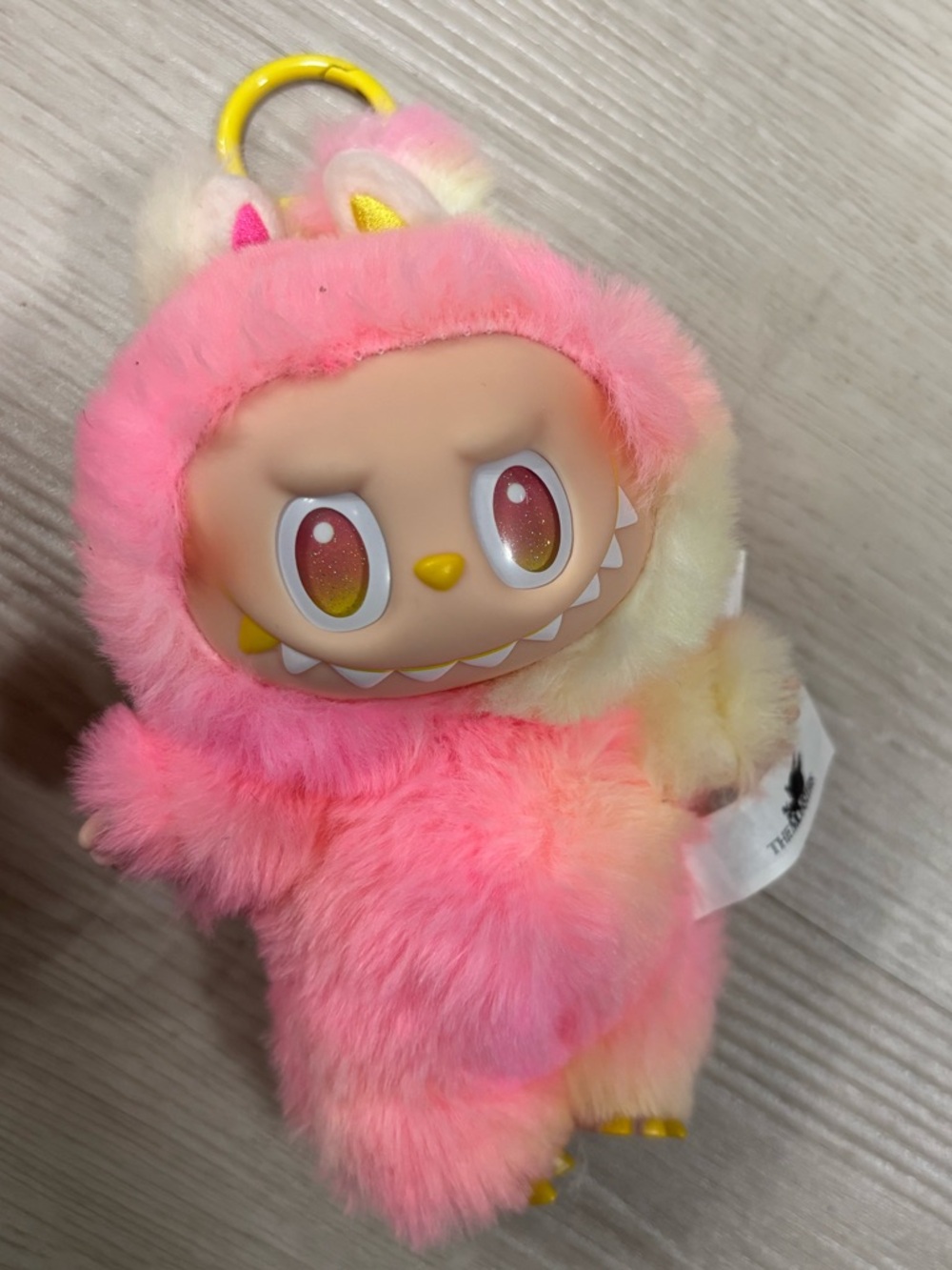 Plush Pink Gradient Character Keychain - Cute Furry Accessory